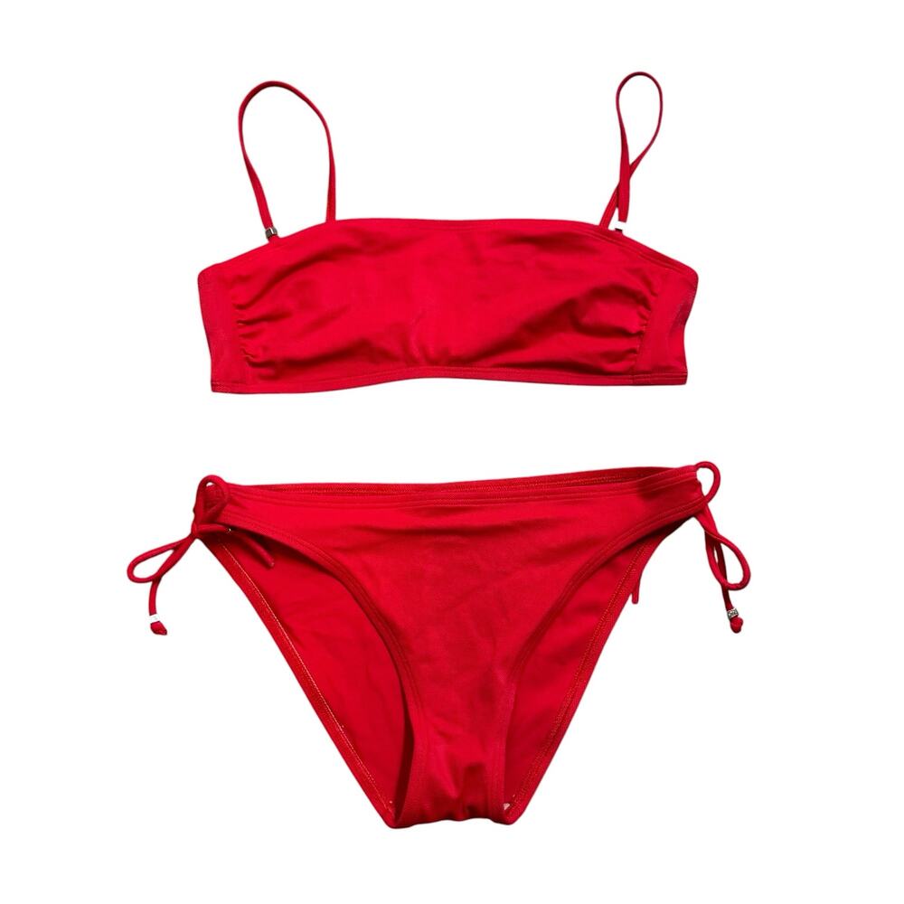 Y2K Esprit Beach Red Bandeau Top 2 Piece Bikini Swimsuit Size Large